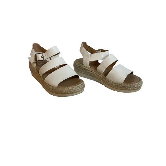 Dr. Scholl Women 9.5M Once Twice White Faux Leather Platform Espadrille Sandal - Picture 3 of 12